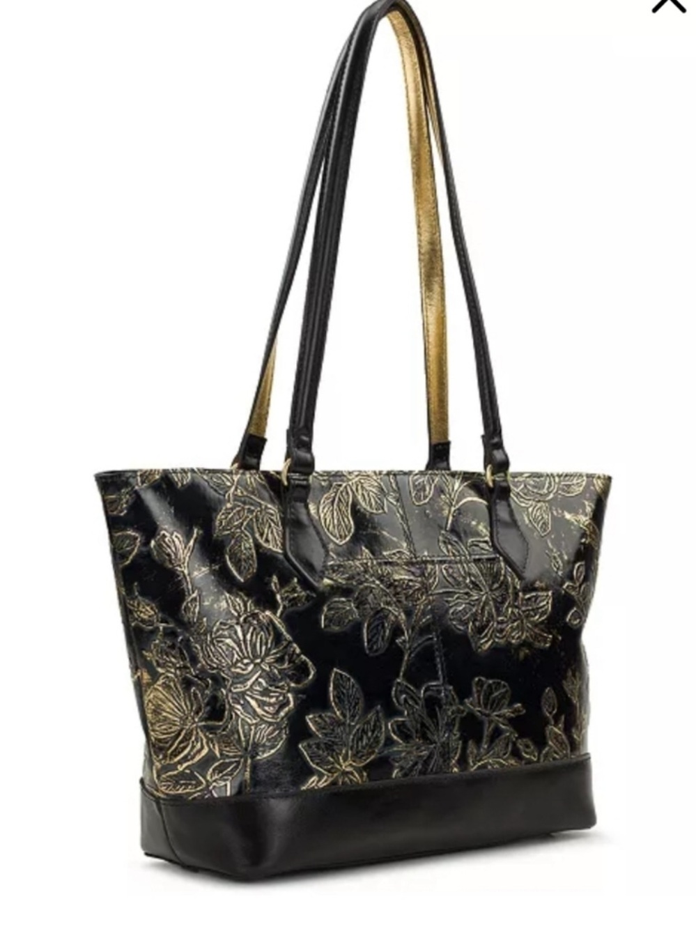 Patricia Nash Black and Gold Floral Tote
